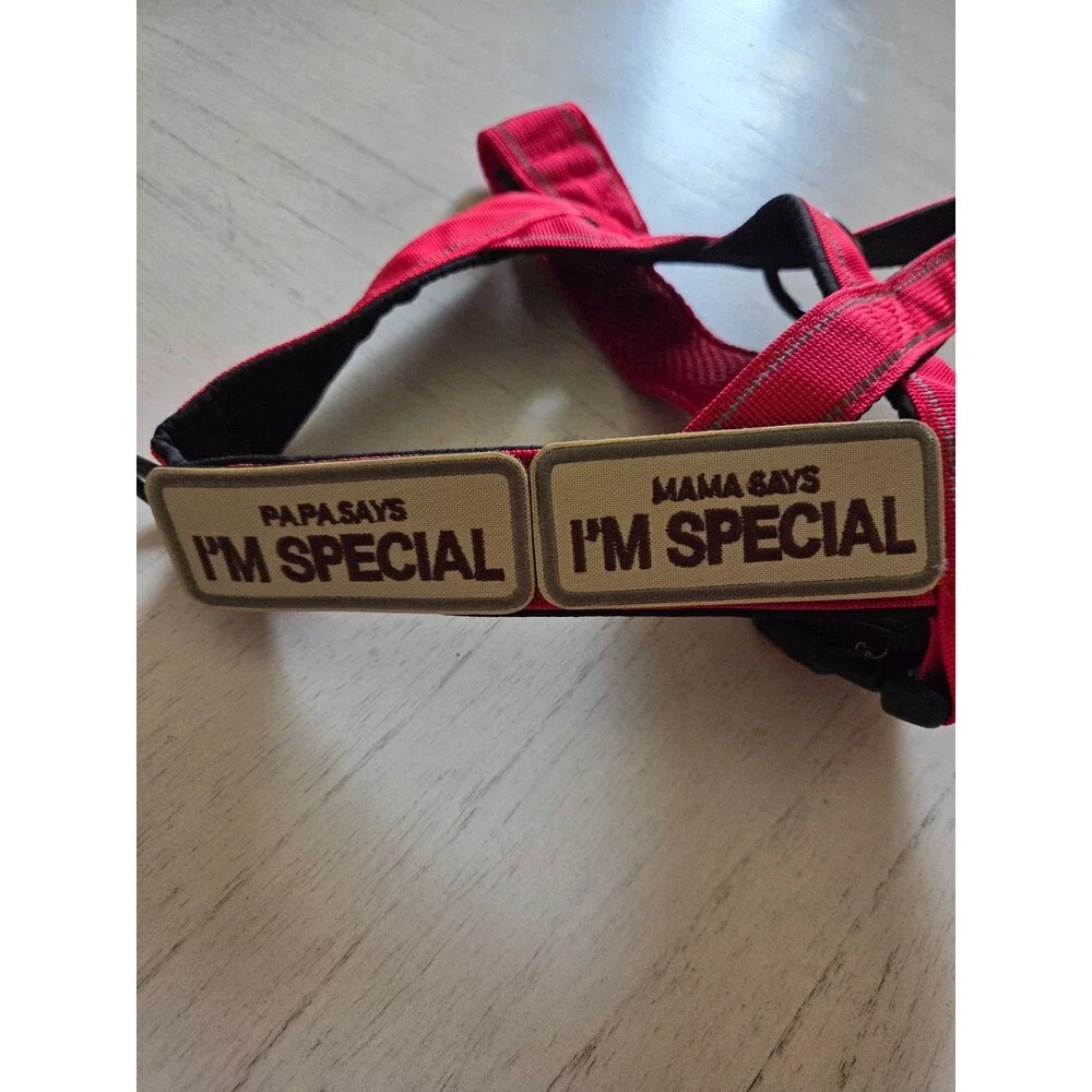 Red No Pull Adjustable Control Reflective Harness w/Two Removable Patches